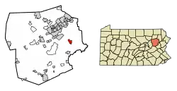 Location of Bear Creek Village in Luzerne County, Pennsylvania.