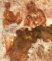 Mary nursing the Infant Jesus. Early image from the Catacomb of Priscilla, Rome, c. 2nd century