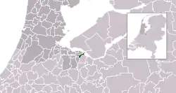 Highlighted position of Blaricum in a municipal map of North Holland