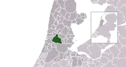 Highlighted position of Zaanstad in a municipal map of North Holland