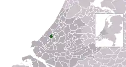 Highlighted position of Rijswijk in a municipal map of South Holland