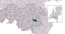 Highlighted position of Helmond in a municipal map of North Brabant