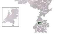 Highlighted position of Beek in a municipal map of Limburg