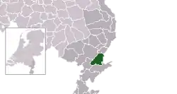 Highlighted position of Roermond in a municipal map of Limburg