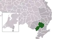 Highlighted position of Leudal in a municipal map of Limburg