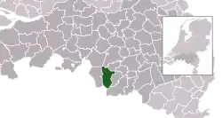 Highlighted position of Bladel in a municipal map of North Brabant