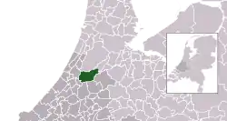 Highlighted position of Kaag en Braassem in a municipal map of South Holland