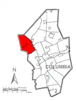 Map of Columbia County, Pennsylvania highlighting Madison Township