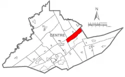 Map of Centre County, Pennsylvania highlighting Marion Township