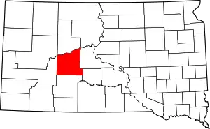 Map of South Dakota highlighting Haakon County