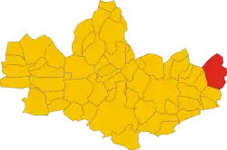 Position of Cornate d'Adda in the province of Monza and Brianza