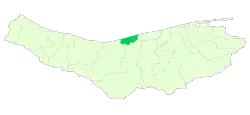 Location of Mahmudabad County in Mazandaran province