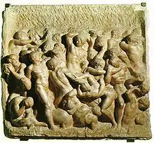 Stone bas-relief of a battle between centaurs