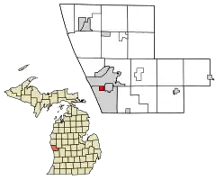 Location in Muskegon County and the state of Michigan