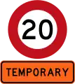 Temporary 20 km/h speed limit