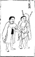Vietnamese in Sancai Tuhui: short hair, wearing áo tứ điên (left) and loincloth (right)