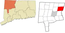 Barkhamsted's location within the Northwest Hills Planning Region and the state of Connecticut