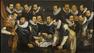 Painting by Jan Tengnagel (1613) of a section of the civic guard under the command of Geurt van Beuningen