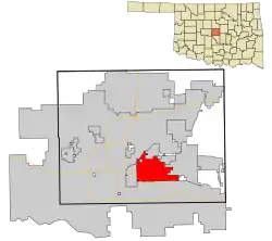 Location in Oklahoma County and the state of Oklahoma.