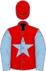 Red, light blue star and sleeves
