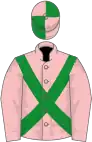 Pink, green cross belts, quartered cap