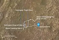 Perseverance rover track and Ingenuity helicopter flight zone seen after rover had reached Van Zyl Overlook