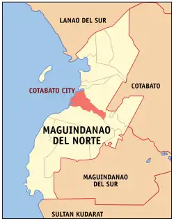 Map of Maguindanao del Norte with Cotabato City highlighted