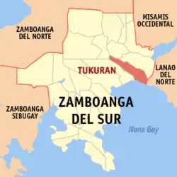 Map of Zamboanga del Sur with Tukuran highlighted