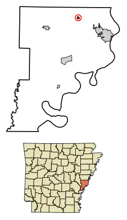 Location of Lexa in Phillips County, Arkansas.