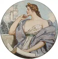 Image 13Philosophy, an 1896 mural by Robert Lewis Reid in the North Corridor on the Second Floor of the Library of Congress Thomas Jefferson Building, Washington, D.C.. The caption underneath reads: "HOW CHARMING IS DIVINE PHILOSOPHY."