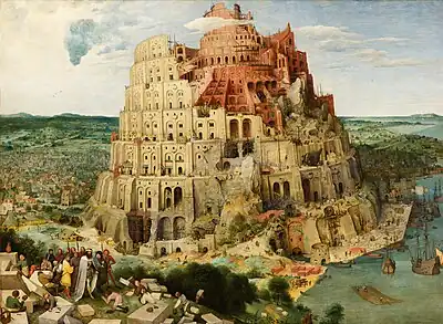 The Tower of Babel; by Pieter Bruegel the Elder; 1563; oil on panel; 1.14 x 1.55 m; Kunsthistorisches Museum (Vienna, Austria)