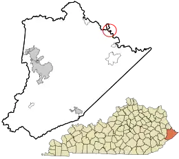 Location in Pike County and the state of Kentucky.