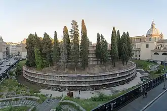 Piazza Augusto Imperatore during the works for the restoration of the Mausoleum of Augustus in 2017.
