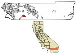 Location of Anza in Riverside County, California.