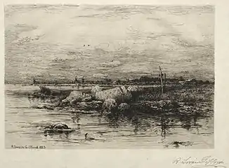 Mouth of the Apponaganasett River (1883) etching,  plate size 18.9 x 28.8 cm (7 7/16 x 11 5/16 in.), Cleveland Museum of Art, Cleveland, Ohio