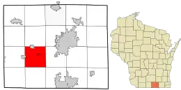 Location in Rock County and the state of Wisconsin.