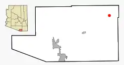 Location in Santa Cruz County and the state of Arizona