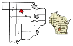 Location of Reedsburg in Sauk County, Wisconsin.