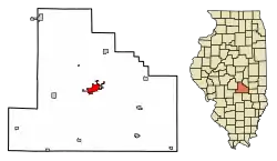 Location of Shelbyville in Shelby County, Illinois.