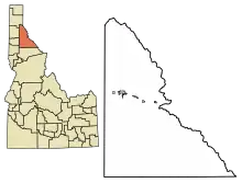 Location of Wardner in Shoshone County, Idaho.