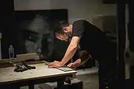 Simon Berger in the Studio at Aurum Gallery, Bangkok