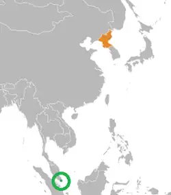 Map indicating locations of Singapore and North Korea