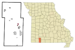 Location of Reeds Spring, Missouri