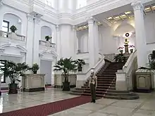 The main staircase in the Presidential Office Building being guarded by Republic of China Military Police