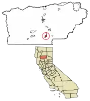 Location of Corning in Tehama County, California