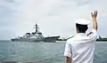 ROKS Seoae Ryu Seong-ryong arriving in Pearl Harbor during RIMPAC 2014.