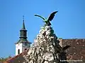 Turul bird in the 22nd District of Budapest, World War 1 memorial, Hungary (1934)