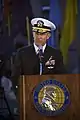 Vice Admiral Joe Maguire, Deputy Director for Strategic Operational Planning, National Counterterrorism Center, in Navy service blues