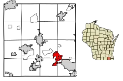 Location of Lake Geneva in Walworth County, Wisconsin.