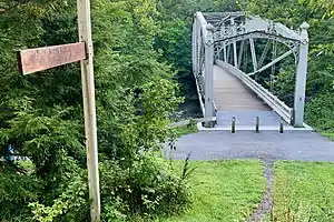 The Appalachian Trail crossing over the bridge.
